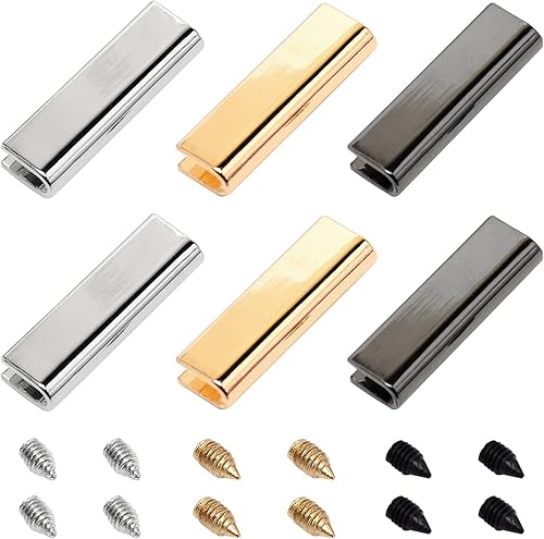 GORGECRAFT 3 colores 12 piezas de punta de cinturón con hebilla de cinturón de tornillo punta de extremo de 1.3 pulgadas punta de cincha tapas de