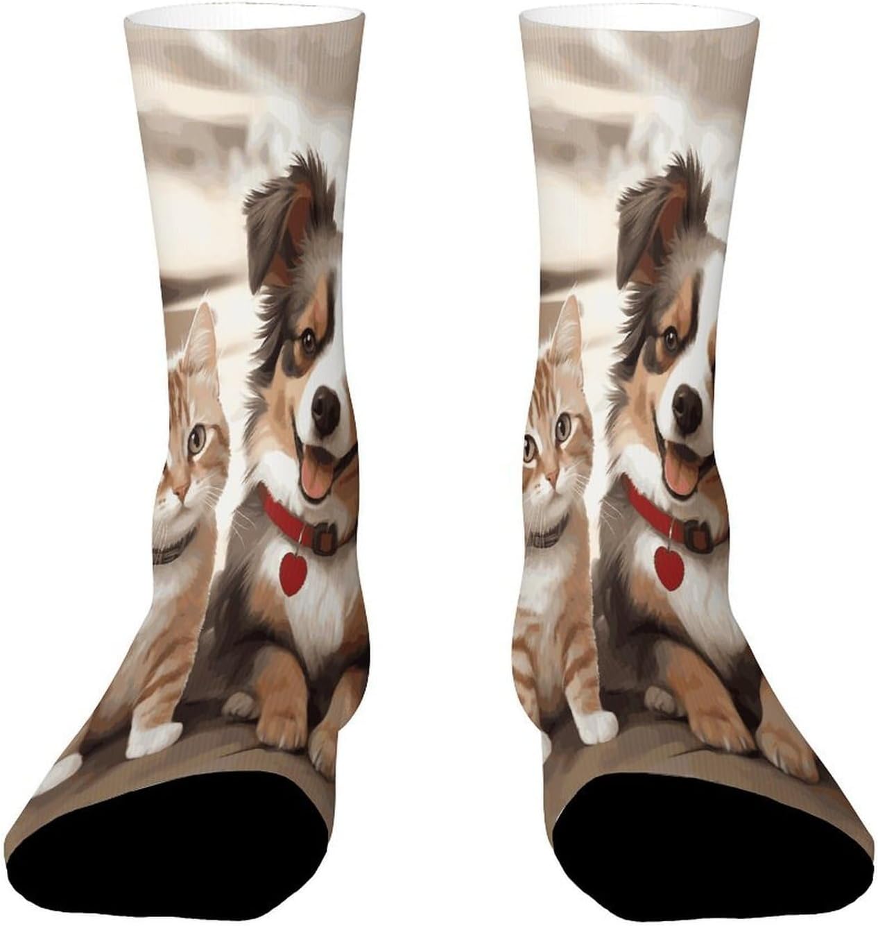 Funny Cat Dog Crew Sock High Stocking Grippy Socks | Socks for Men & Women,Stockings-Long Thin Tube Sports, Breathable Soft Athletic for Nurses,Travel