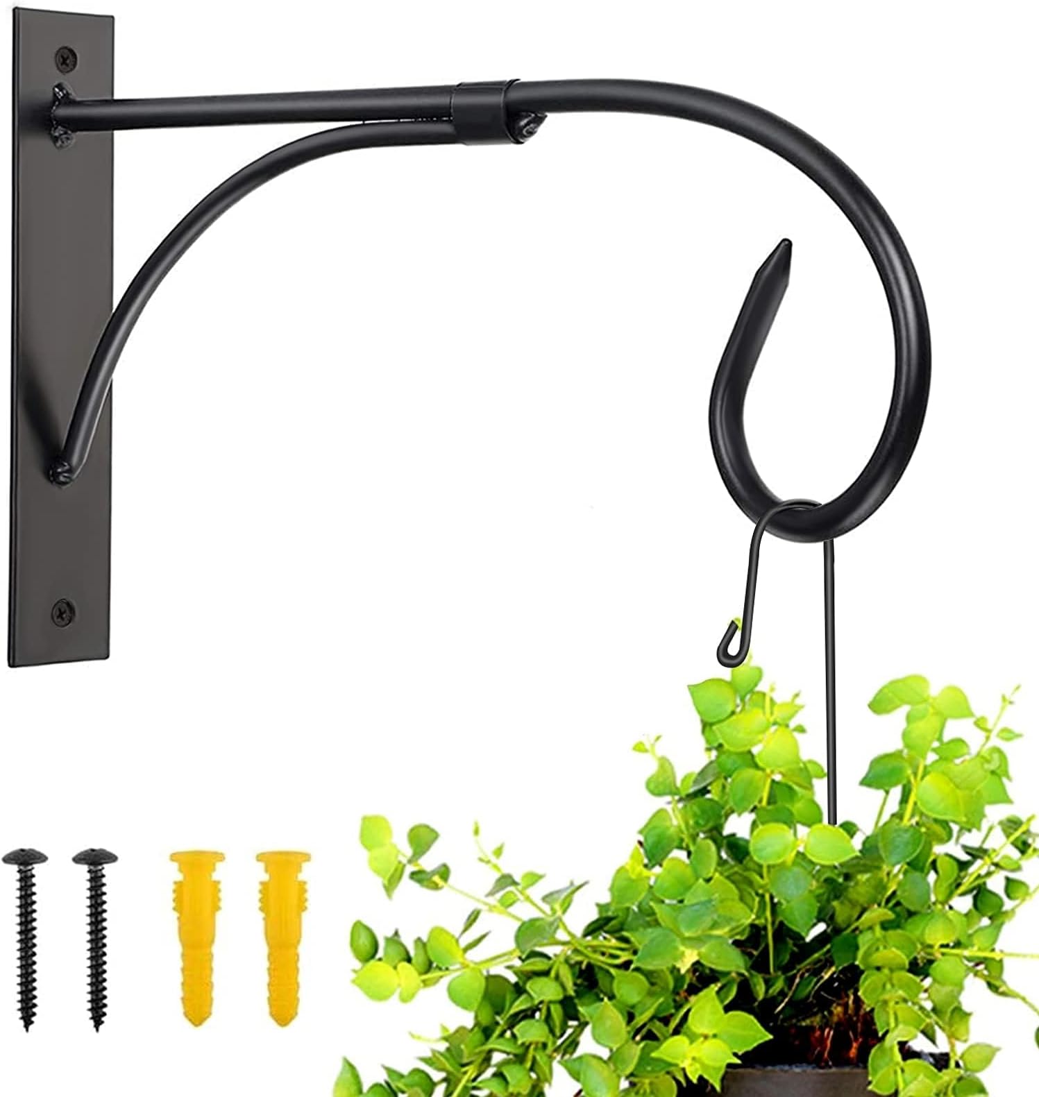 Plant Brackets for Hanging Baskets - 11 Inch Iron Wall Mount Bracket, Durable Rust-Resistant Hanger Hook for Plants, Drying Rack, Bird Feeder, Lantern, Windchime, House Sign