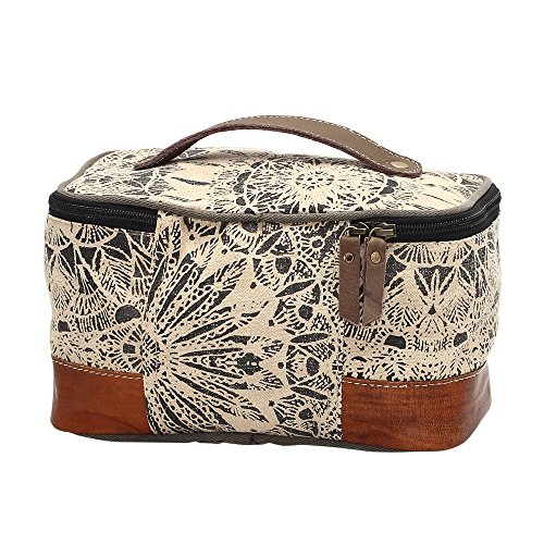 Myra Bag Flowers Leather & Upcycled Canvas Shaving Kit Bag S-1119 #TOP1