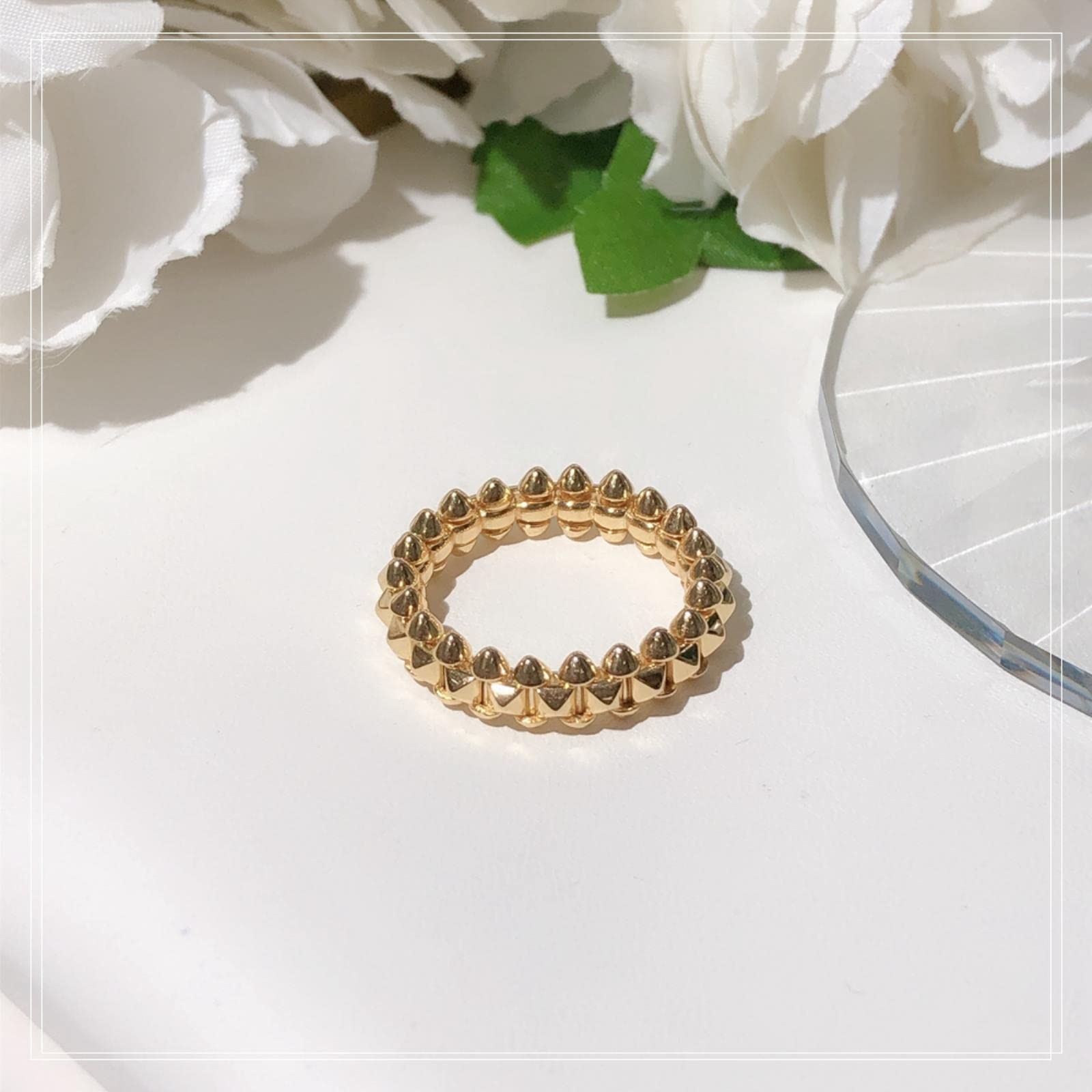 Mode Einfachheit Niet Ring Männer Frauen Street Style Mode reines Silber Vergoldung Ring-6, Roségold