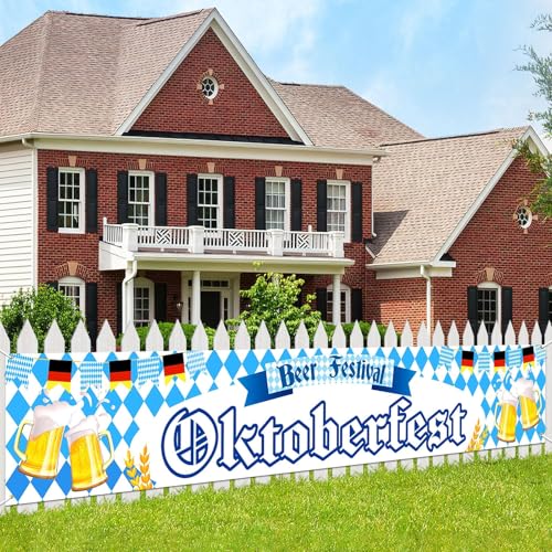 JUNEBRUSHS Oktoberfest Fence Banner 9.8ft × 1.6ft German...