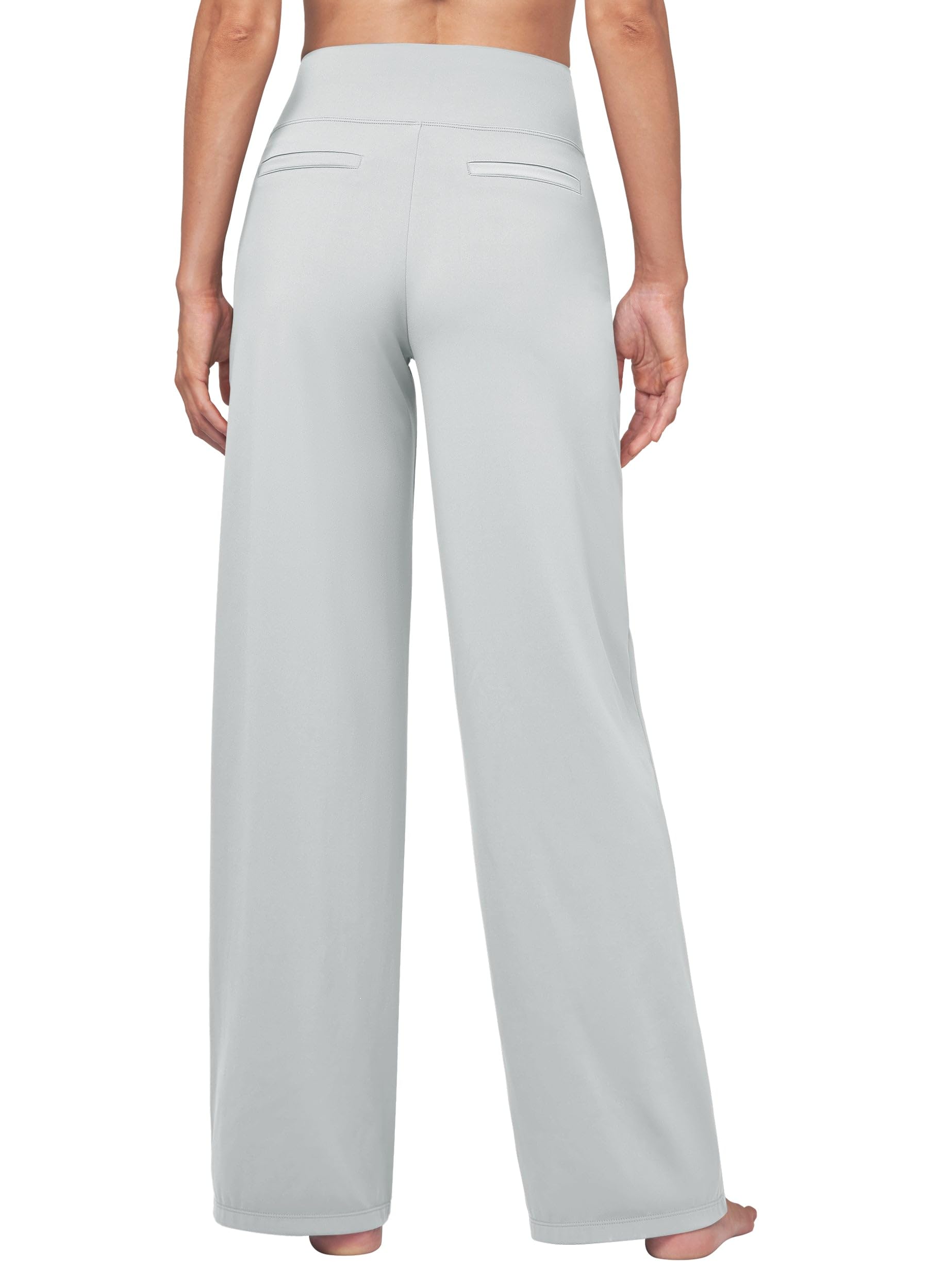 Willit Pantalones de yoga para mujer, de pierna ancha, pantalones de trabajo, elásticos, casuales, pantalones con bolsillos, cintura alta, 71 cm, 76 cm, 81 cm