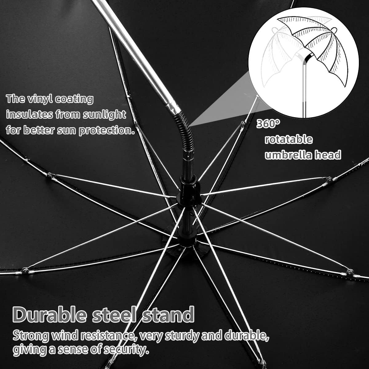 Ombrelle Poussette Universelle, Ombrelle pour Poussette Anti UV 50+, Parasol Poussette Bébé Universelle Diamètre 73 cm, Parasol pour Poussette Universelle pour Poussette et Buggy - Gris