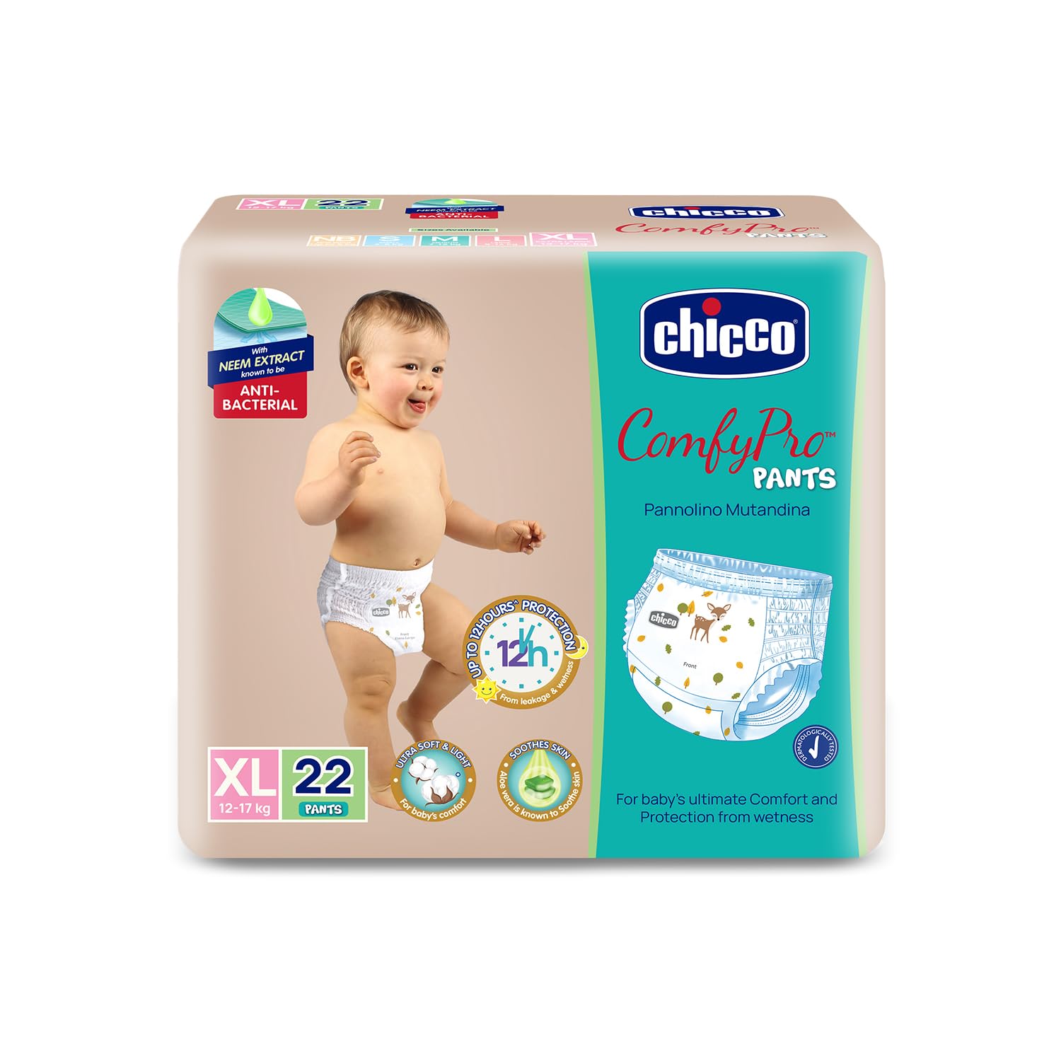 Chicco Comfy-Pro Pant Style Baby Diapers | Anti-bacterial benefits | Ultra Soft & 12hrs protection | Wetness indicator & Disposing Tapes - XL, 22 Count, 12-17 Kg-image-34