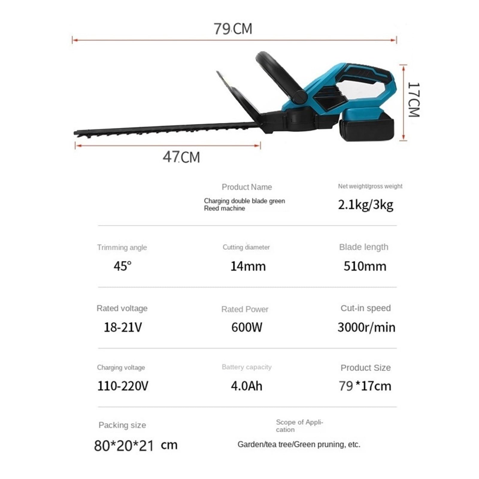 Tondeuse à gazon, 24V sans fil herbe taille-haie élagage électrique ménage tondeuse à gazon cisaillement Lithium-ion Rechargeable jardin outil Machine