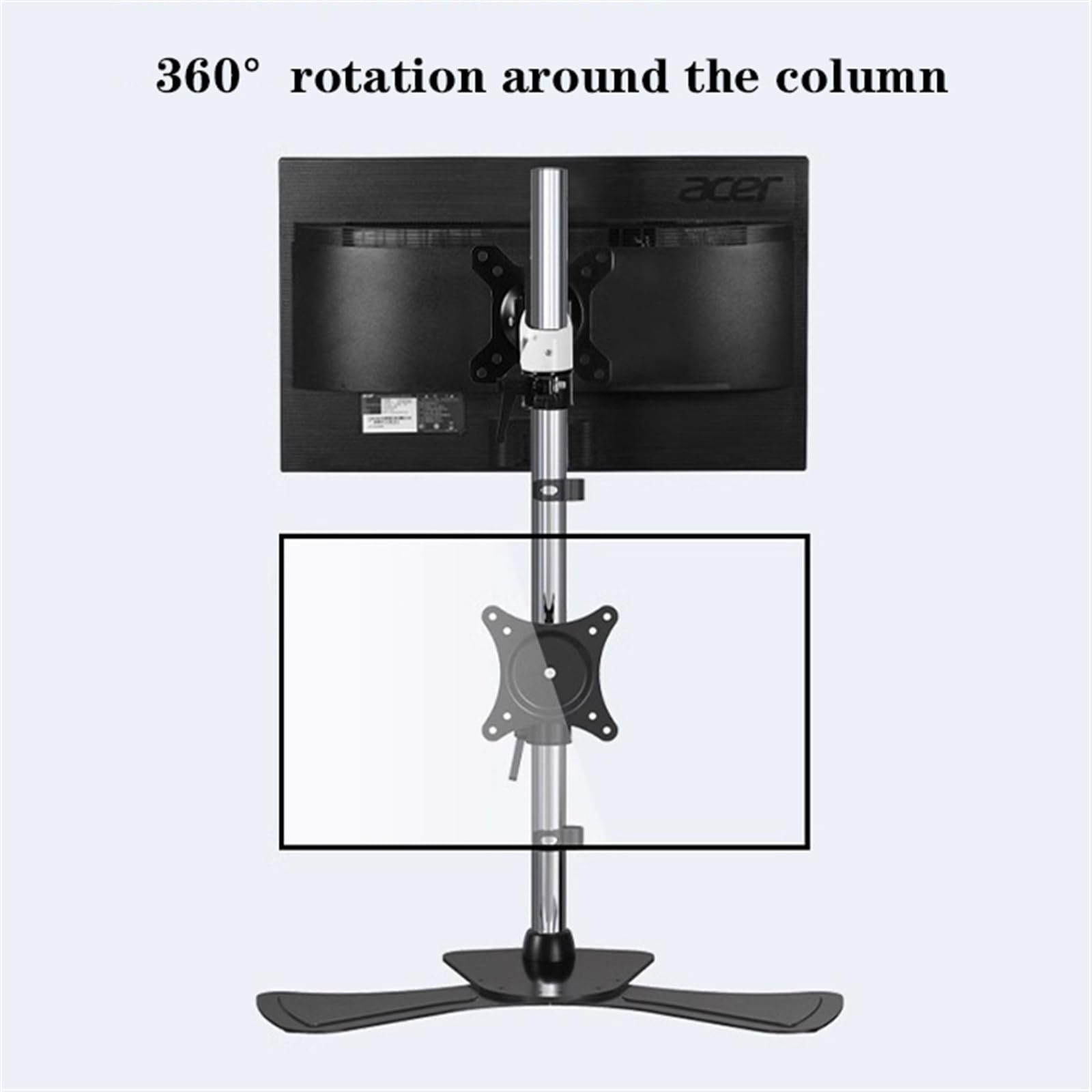 Supporto Doppio Monitor per scrivania, Montaggio Verticale dello Schermo dello Stack Si Adatta a 17-27 Pollici Display Fino a 17,6 lbs ciascuno, Altezza ergonomica Regolabile Riser con Tilt Girevole,