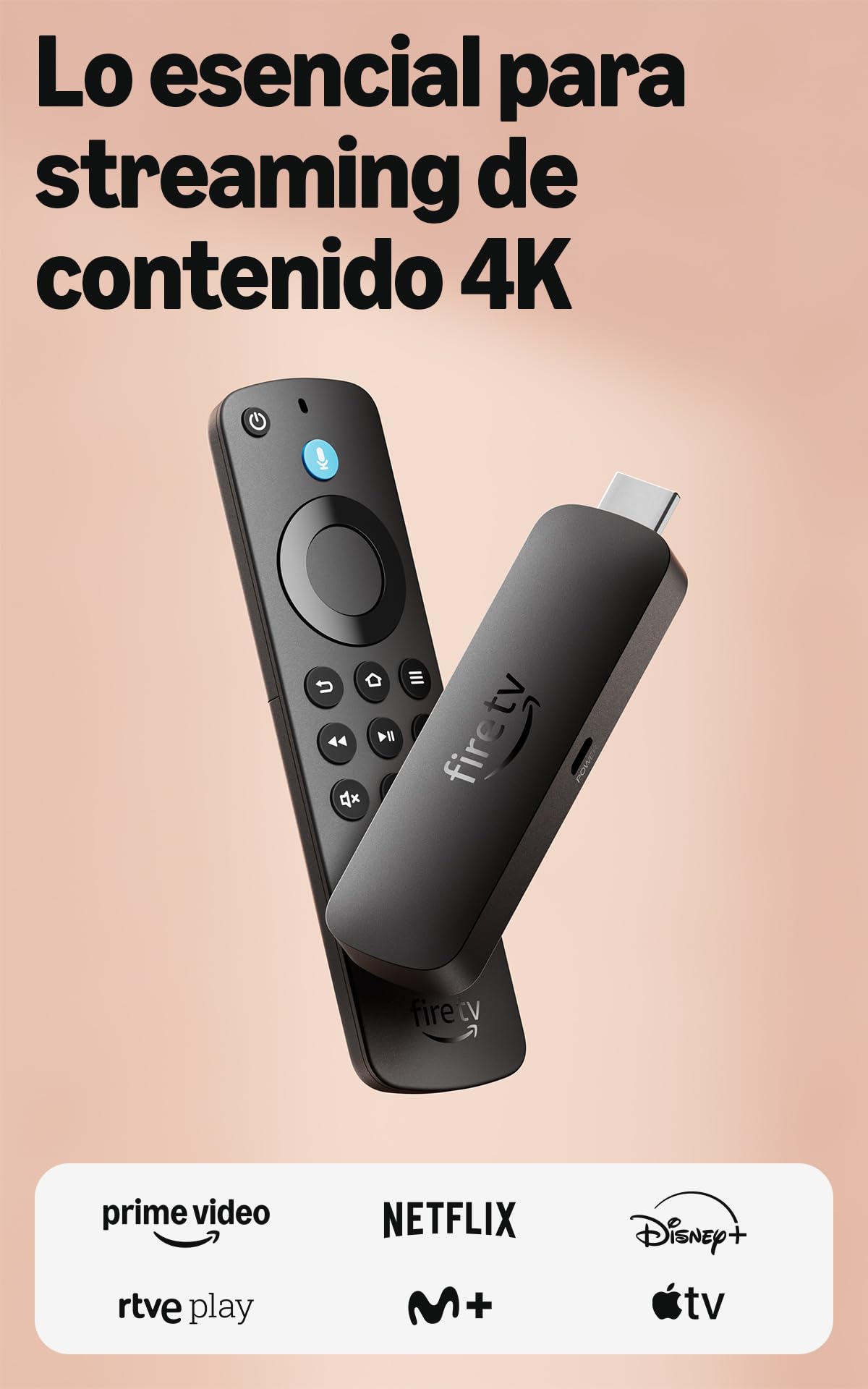 Amazon Fire TV Stick 4K Select (última generación): comienza a reproducir contenido 4K en streaming, ve cientos de miles de películas y episodios de series, encuentra series más rápido con Alexa+ con descuento