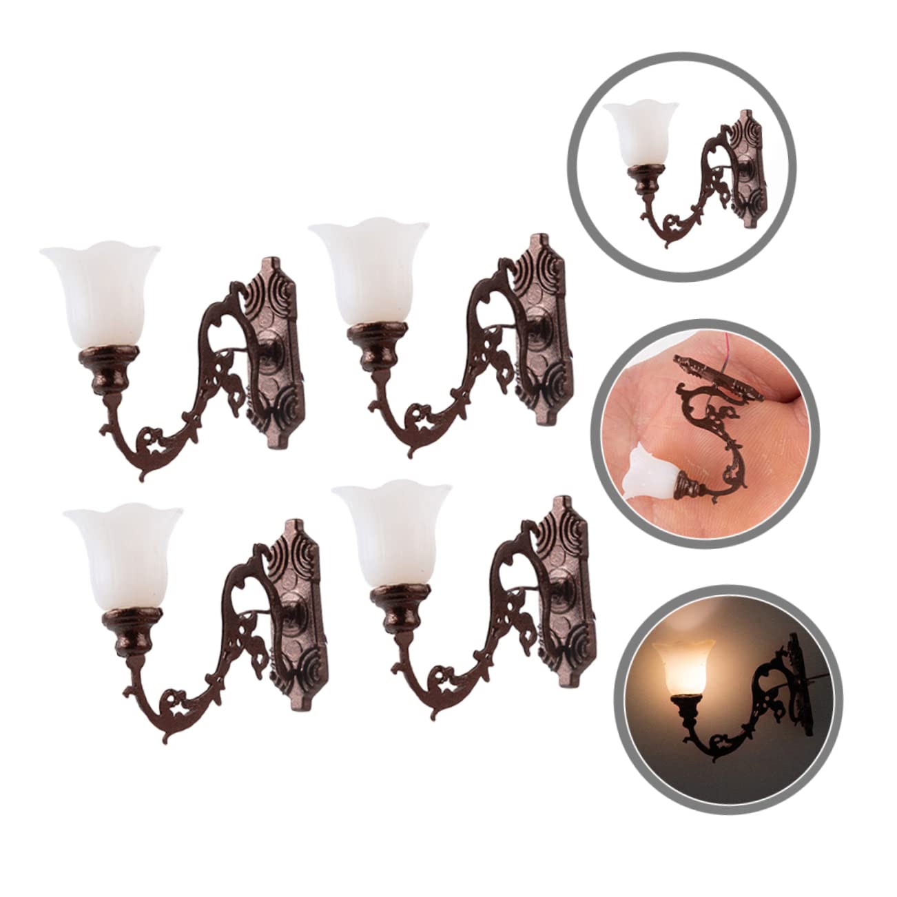 Gogogmee – Lustre Miniature LED Vintage – Abs Et Métal – Lampe Suspendue Pour Maison De Poupée – Lumière Chaude