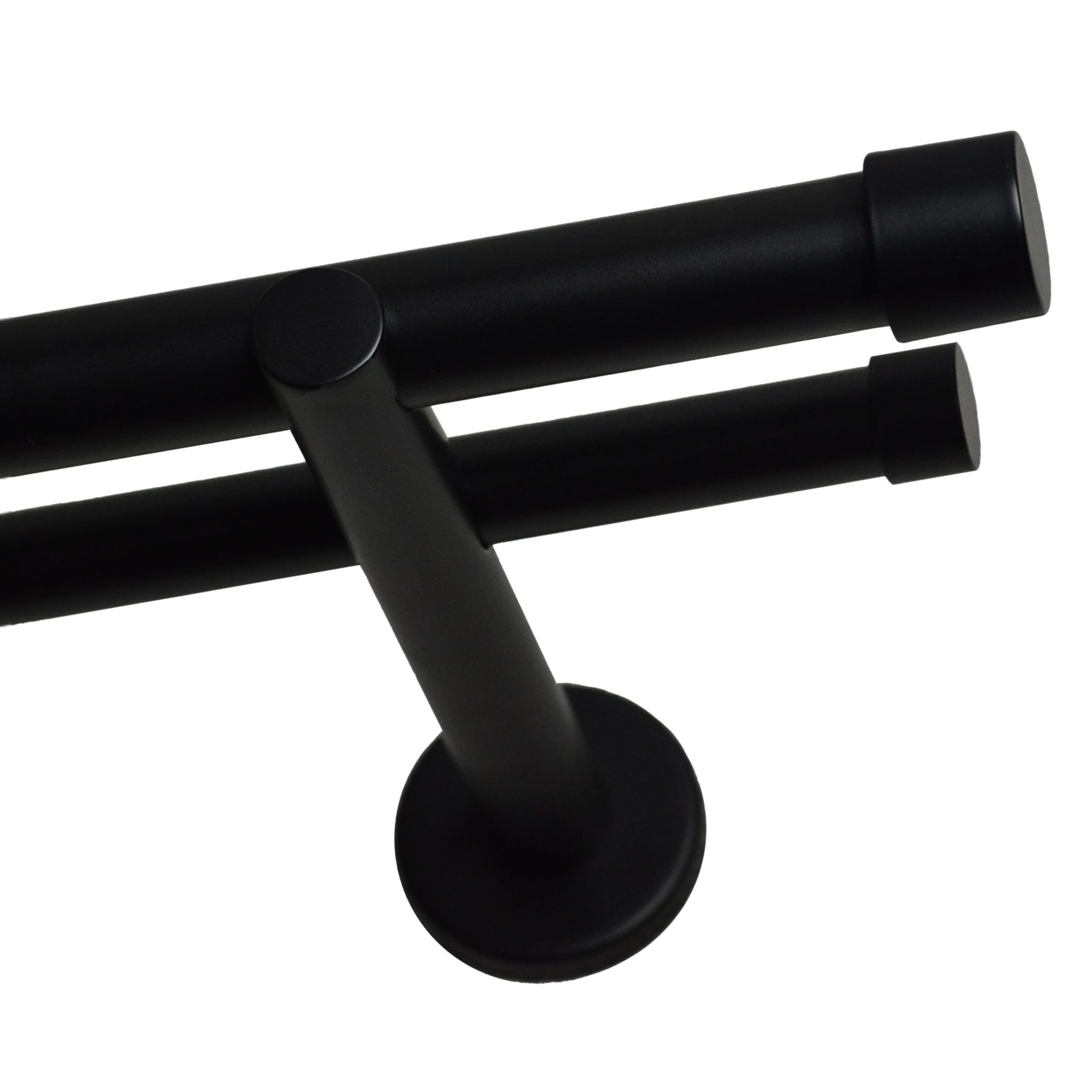 Voppi Gardinenstange 300cm aus Stahl Loft schwarz Doppel 25mm moderne Röhre für Wohnzimmer Büro Esszimmer Zimmer minimalistisch elegant