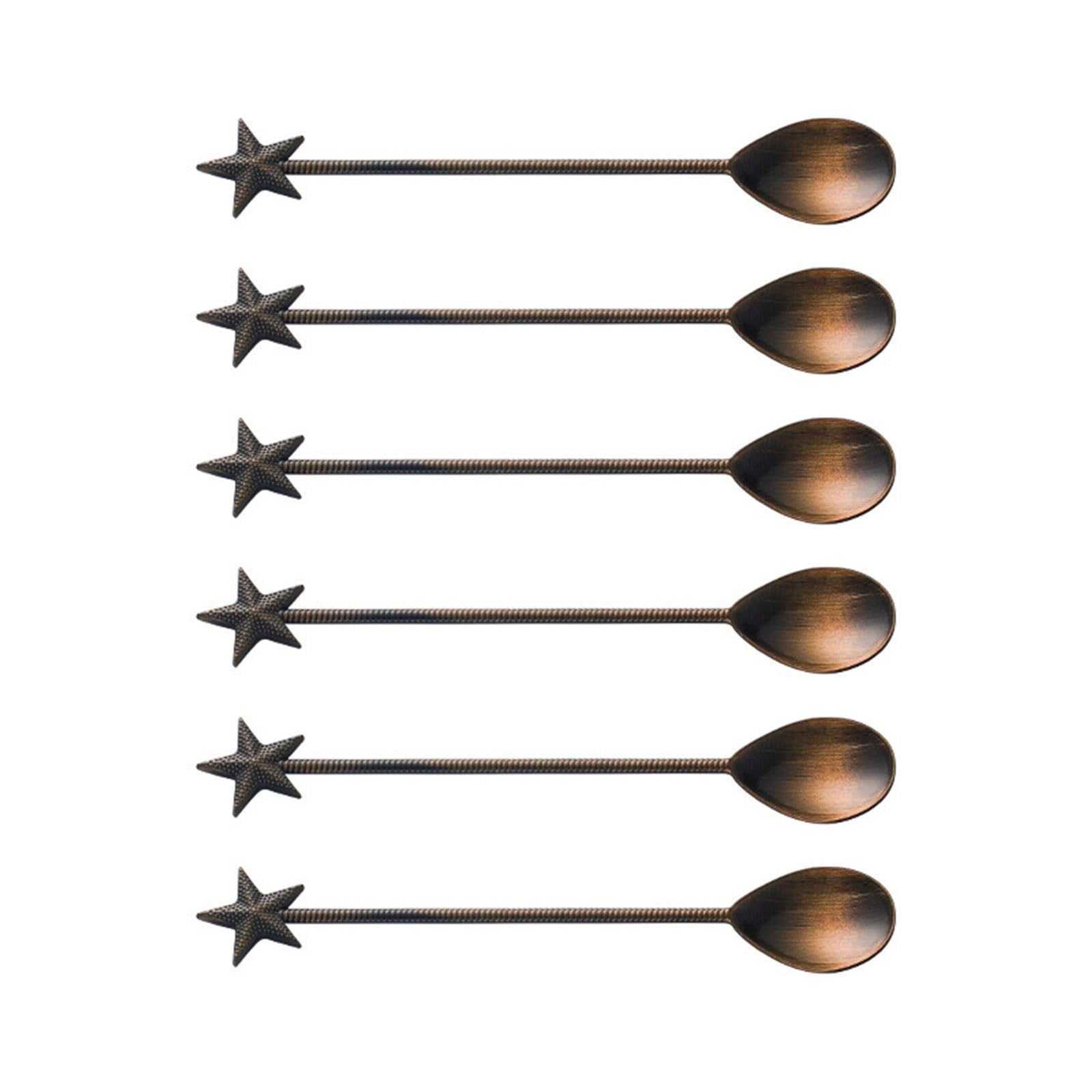 TFAOYS 6Pcs Zincs Alloys Dessert Spoon Long Handle Teas Coffee Stirring Spoons Star Shape Teaspoon for Milkshakes Salad Coffee Spoon Teaspoon