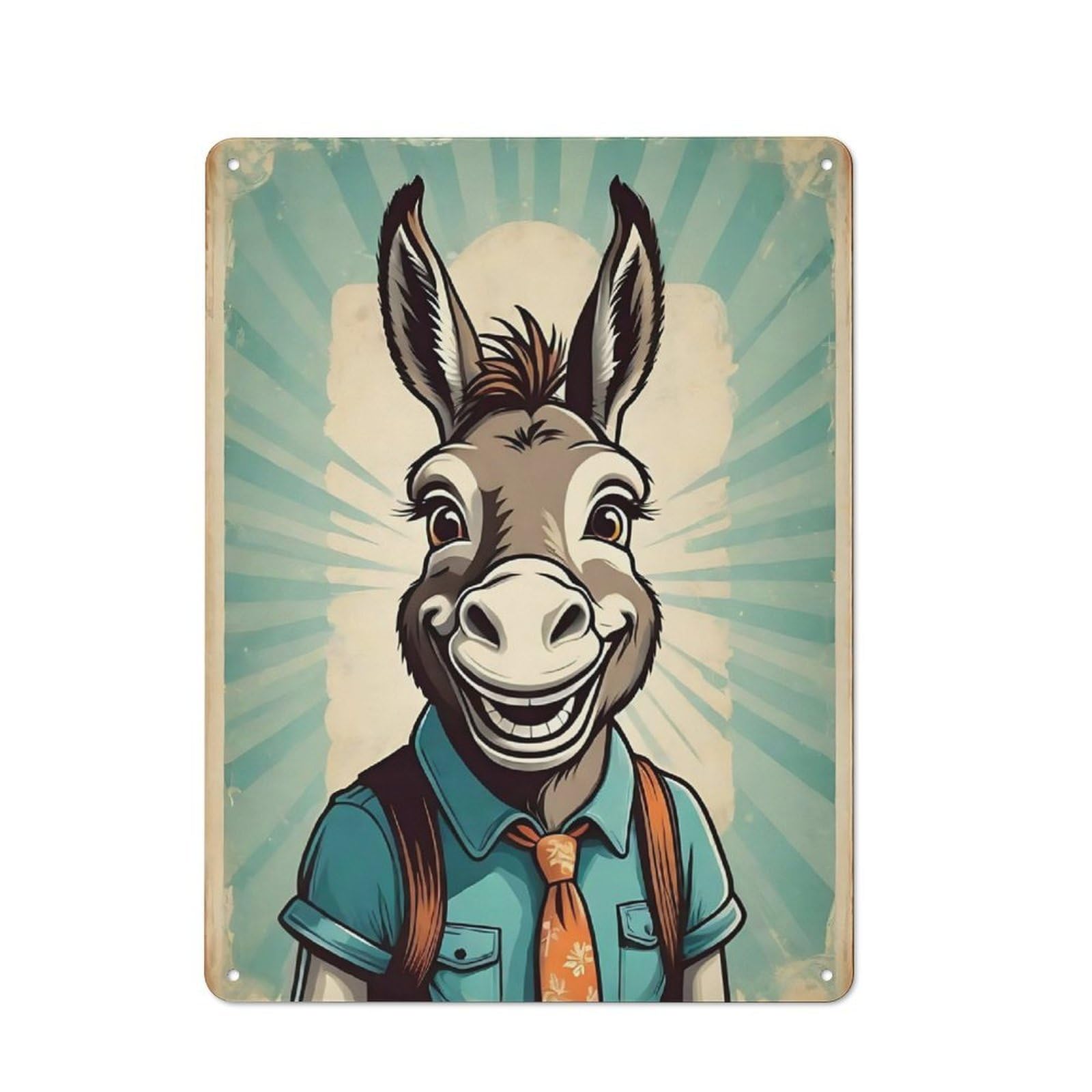 Junmoney Cheerful Donkey In A Suit Office Metal Sign 40X30cm, Understated Office Wall Decor For Workspace, Cafe, Shop Or Desk Area