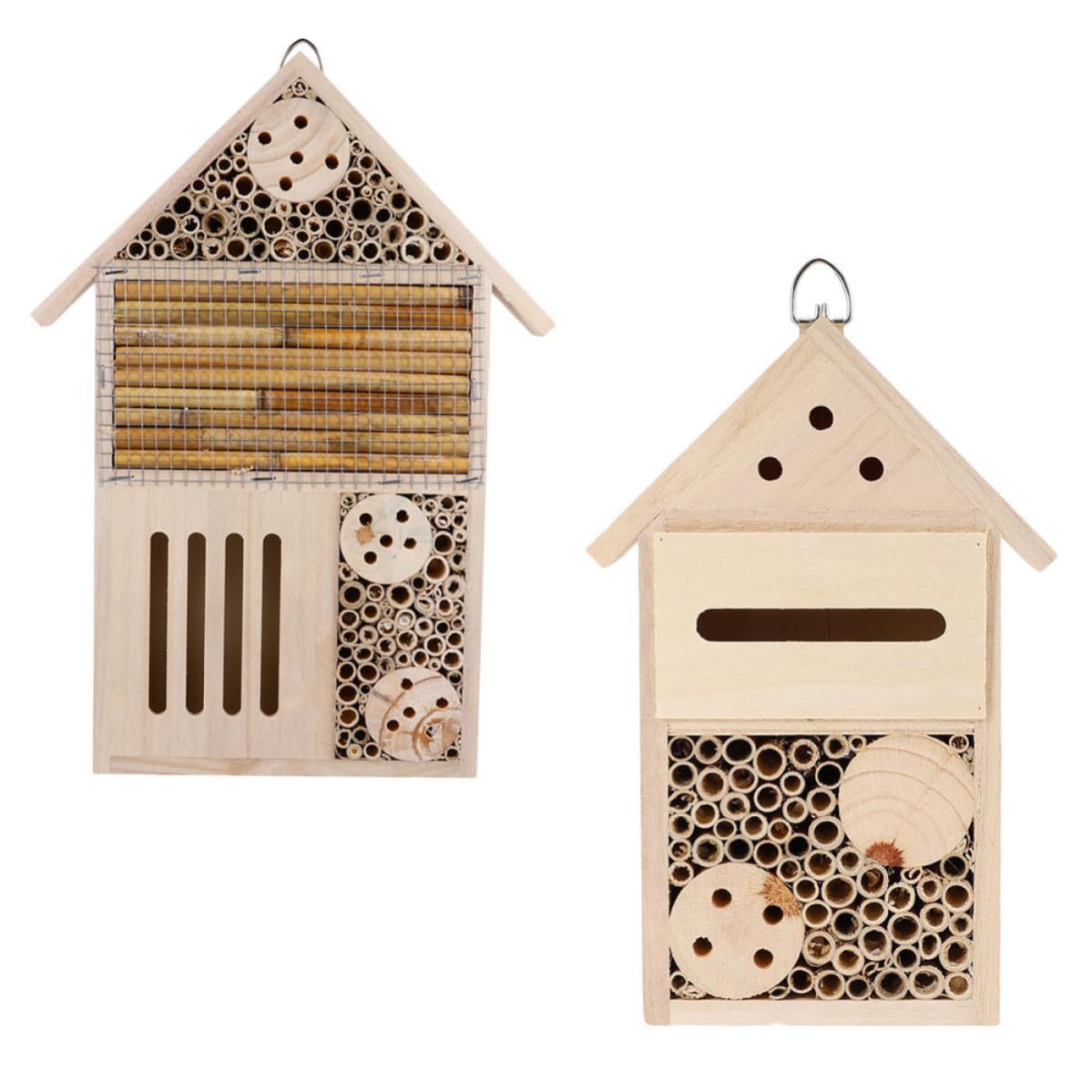 DOITOOL 2 Stück Bienenstock Marienkäferhaus Holz Garten Deko Wand und Baummontiert Bietet Schutz für Garten für Freunde und Familien die Insekten Züchten