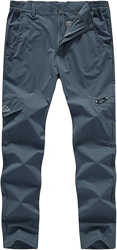 BASUDAM Pantalones cargo de senderismo para hombre, de secado rápido, ligeros, elásticos, resistentes al agua con bolsillos
