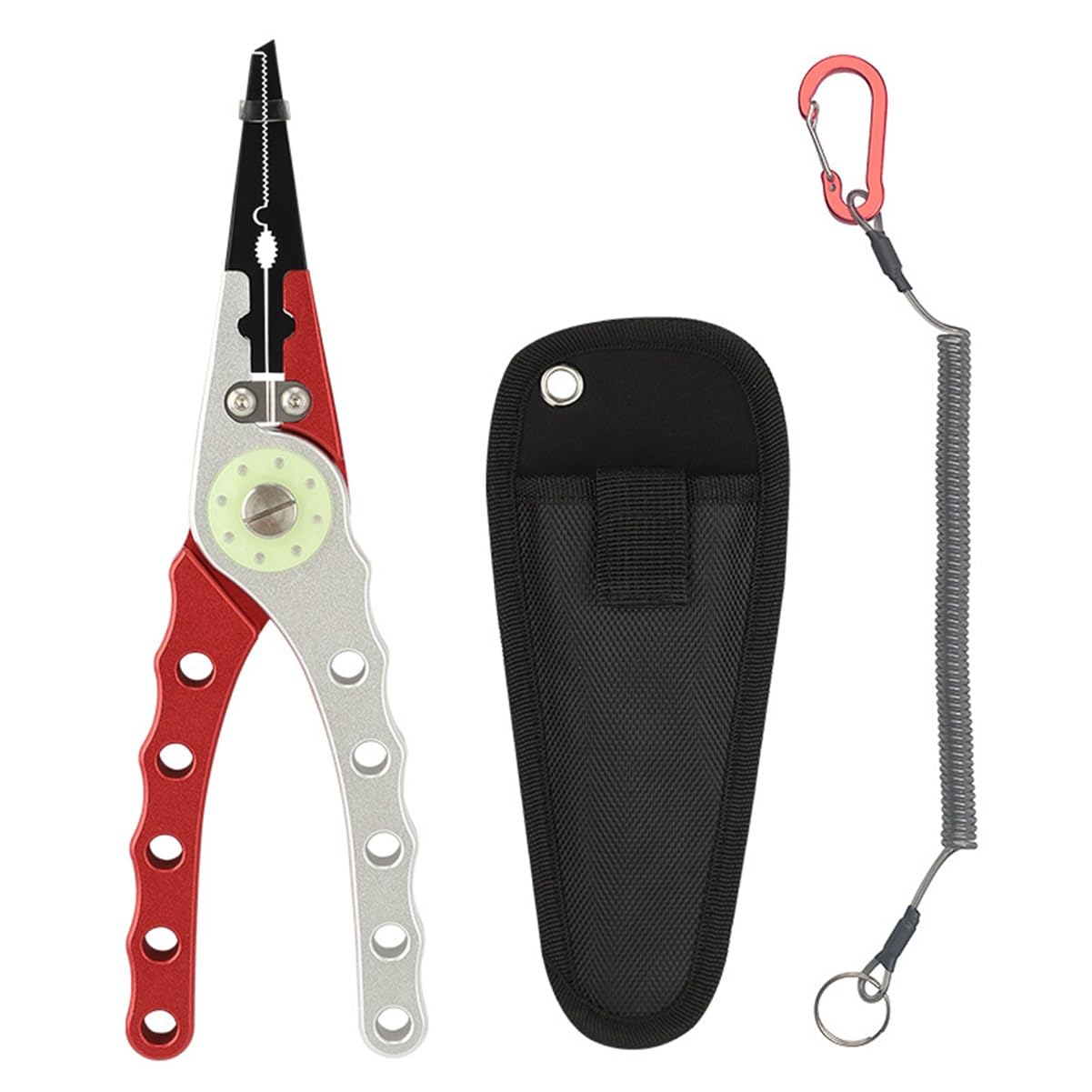 Pince de pêche anti-corrosion avec cordon de sécurité et étui de ceinture