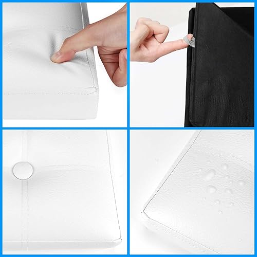 Miniatura 5 de Otomana plegable de almacenamiento, taburete de pie con asiento acolchado de espuma más gruesa, banco otomano de almacenamiento de cuero, reposapiés