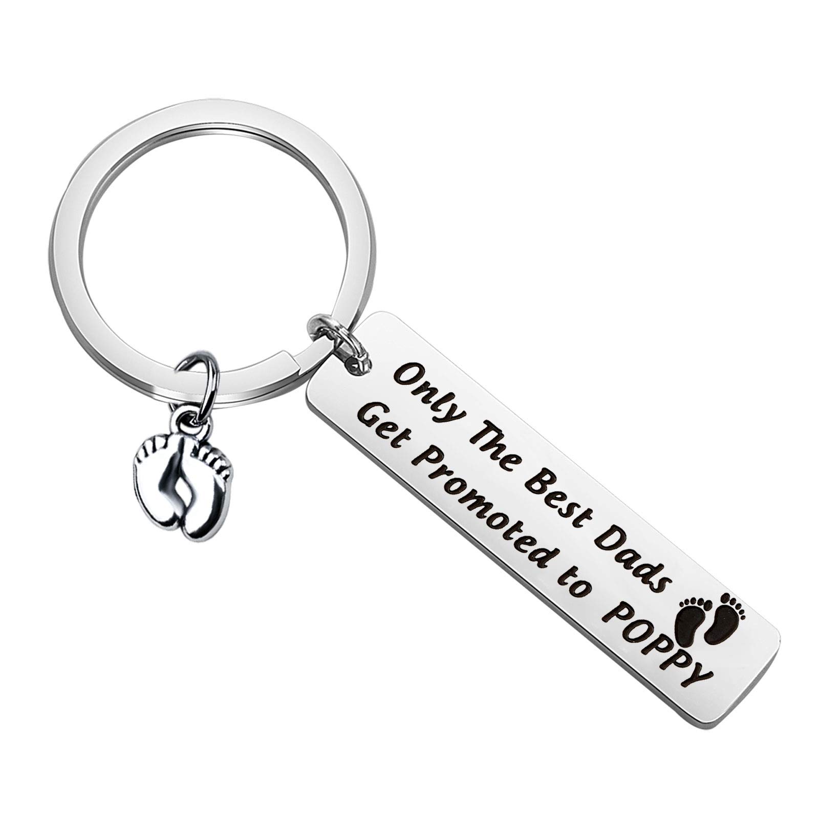 BEKECHNew Grandfather Gift Only The Best Dads Get Promoted to PAPA/Papaw/POP/Poppy Baby Footprint, Small, Stainless Steel, /na,