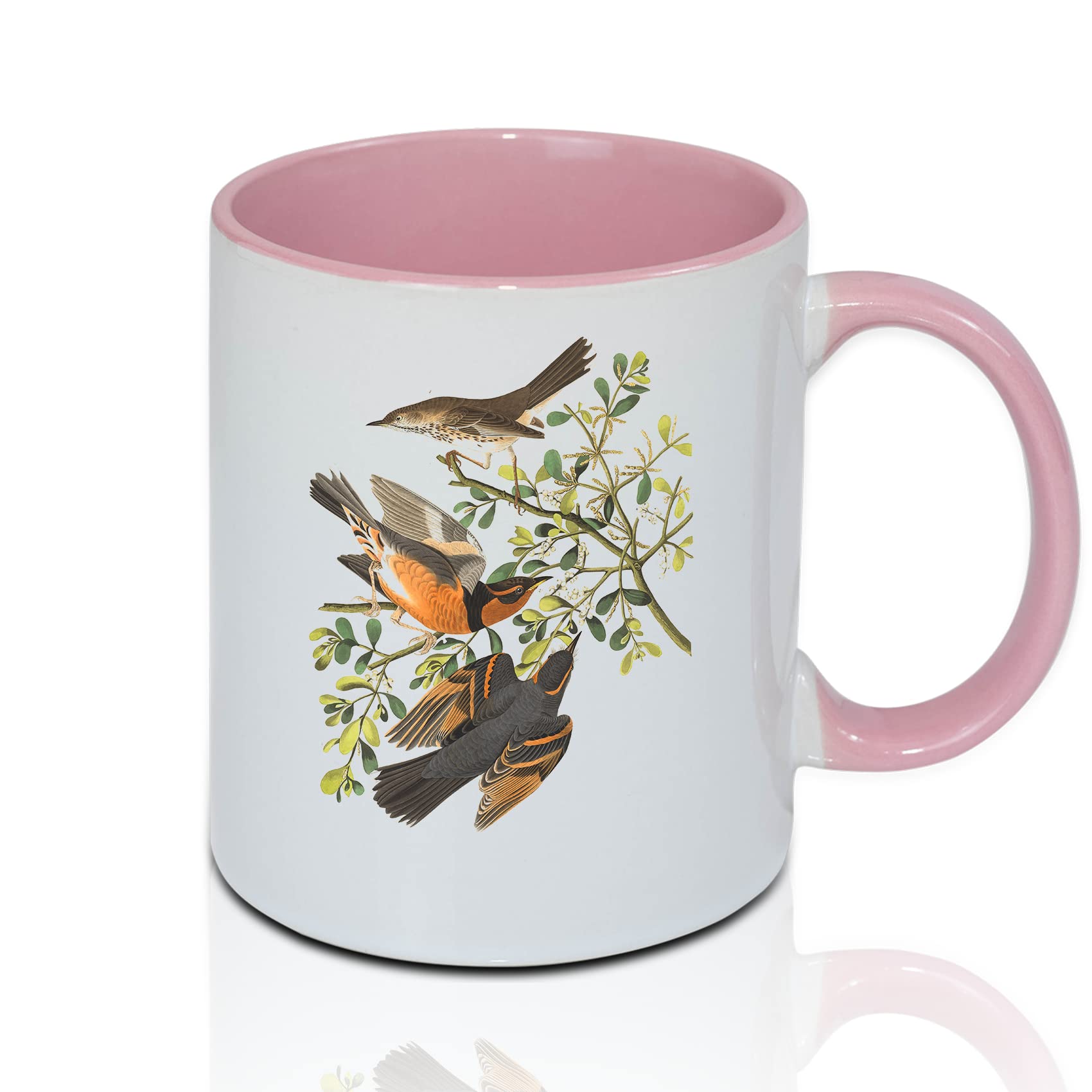 Sumex 11 once Set di 12 tazze da caffè in ceramica per sublimazione per tè, latte, latte, cacao caldo, interno rosa e manico