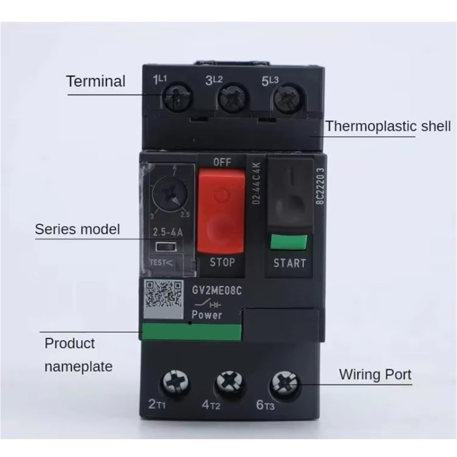 GV2-PE06C 1,0-1,6 A urządzenia elektroniczne, sterowanie przyciskiem, modele miedziano-plastikowe, wyłącznik z formowaną obudową