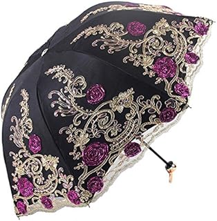 Honeystore Sun Protection Vintage Lace Parasol Decorative Umbrellas for Wedding BM1820 Black