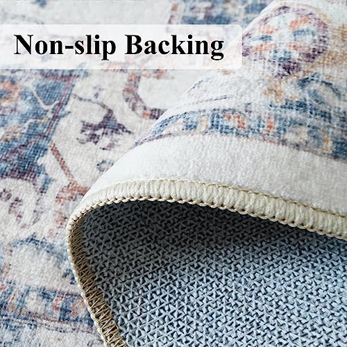 10x14 Washable Vintage Area Rug: Indoor Extra Large Rugs for Living Room Soft Stain Resistant Carpet with Non-Slip Backing Thin Accent Low Pile Print Floor Mat for Bedroom Dining Room(10x14 Brick)