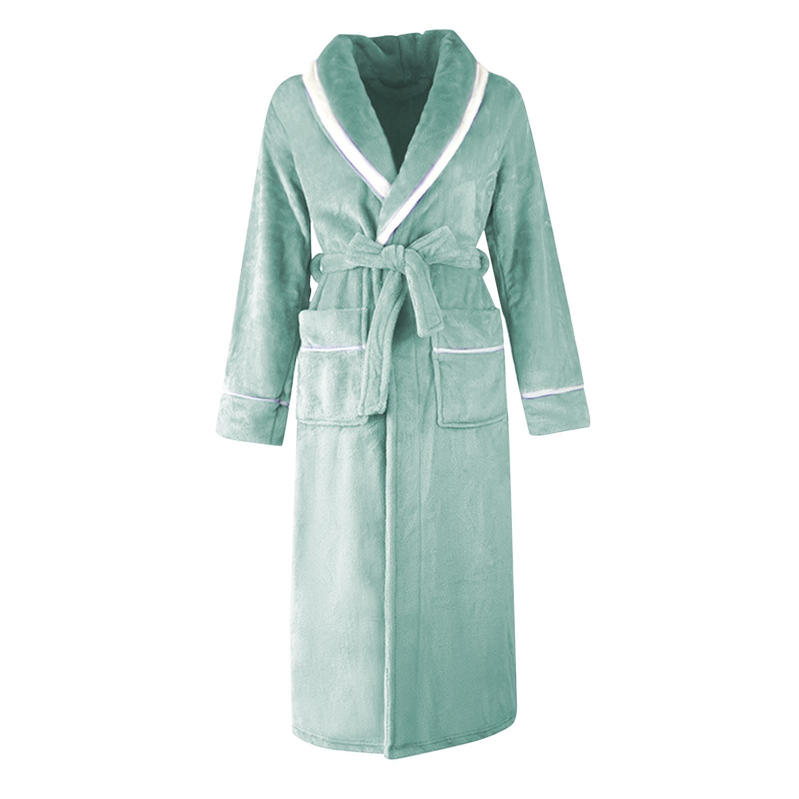 Batas De Casa - Larga Loungewear Batín Invierno Afelpado Albornoces Acogedora Algodon Batamanta Elegante Talla Grande Albornoz Calentita Polar Suave