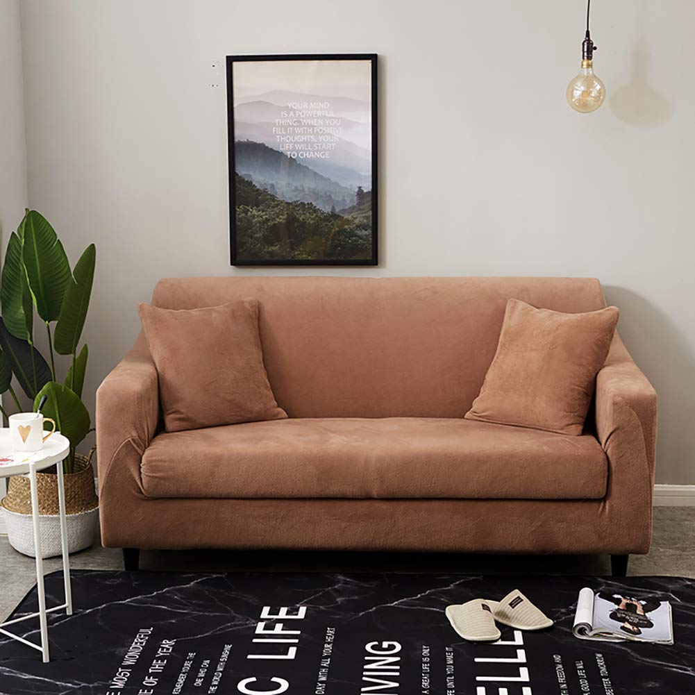 Felpa Cubiertas De Sofá para 1 2 3 4 Cubierta De Sofá,Completo Elásticoidad Couch Protector con Correas,Polvo-Prueba Elástico Soft Couch Cover para Perros Niños-