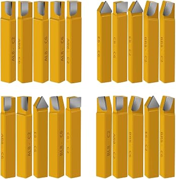 20 pc 3/8" Carbide Tip Tipped Cutter Tool,Metal Lathe Cutting Tools,Lathe Tools Metal Cutting for Metal Lathe Turning, Boring, and Chamfering