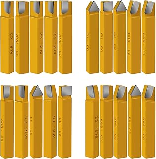 20 pc 3/8" Carbide Tip Tipped Cutter Tool,Metal Lathe Cutting Tools,Lathe Tools Metal Cutting for Metal Lathe Turning, Boring, and Chamfering