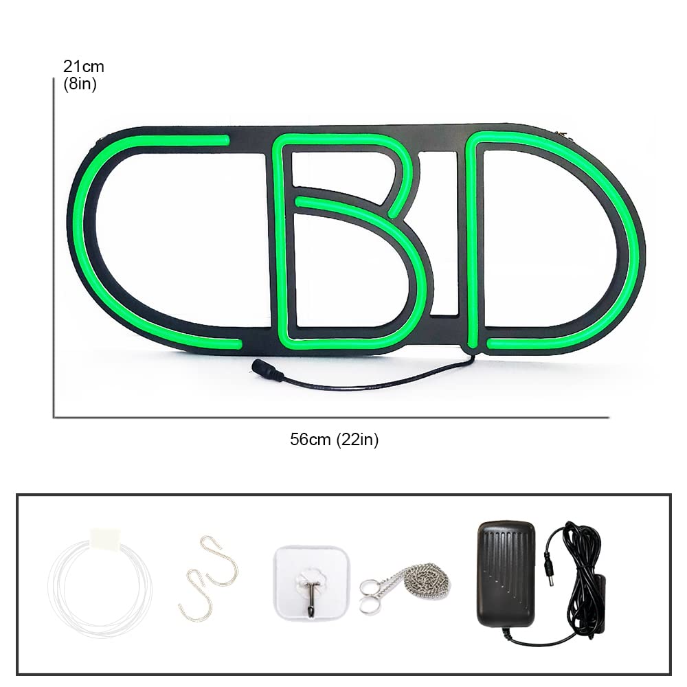 DS&DV - Panel de neón LED CBD regulable de 20" | Man Cave Pub Bistrot Café Humo CBD Store Business Pub Luces (50,8 cm CBD)
