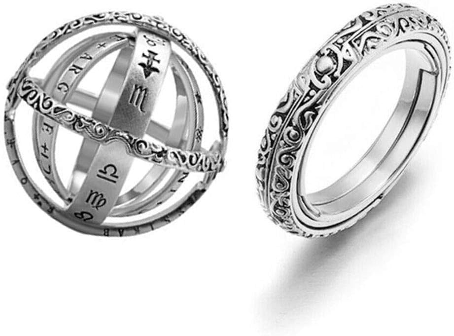 Eastlinran Astronomical Sphere Ball Ring Pendant Necklace Foldable Cosmic Finger Ring Magical Vintage Hip Hop Pendant Fashion Jewelry
