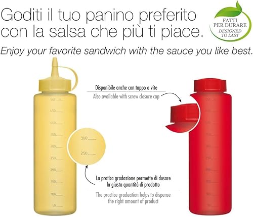 Paquete de 6 pulverizadores de aceite de plástico sin BPA, dispensadores de aceite, dispensadores de salsa, fabricado en Italia (0,75 x 6)