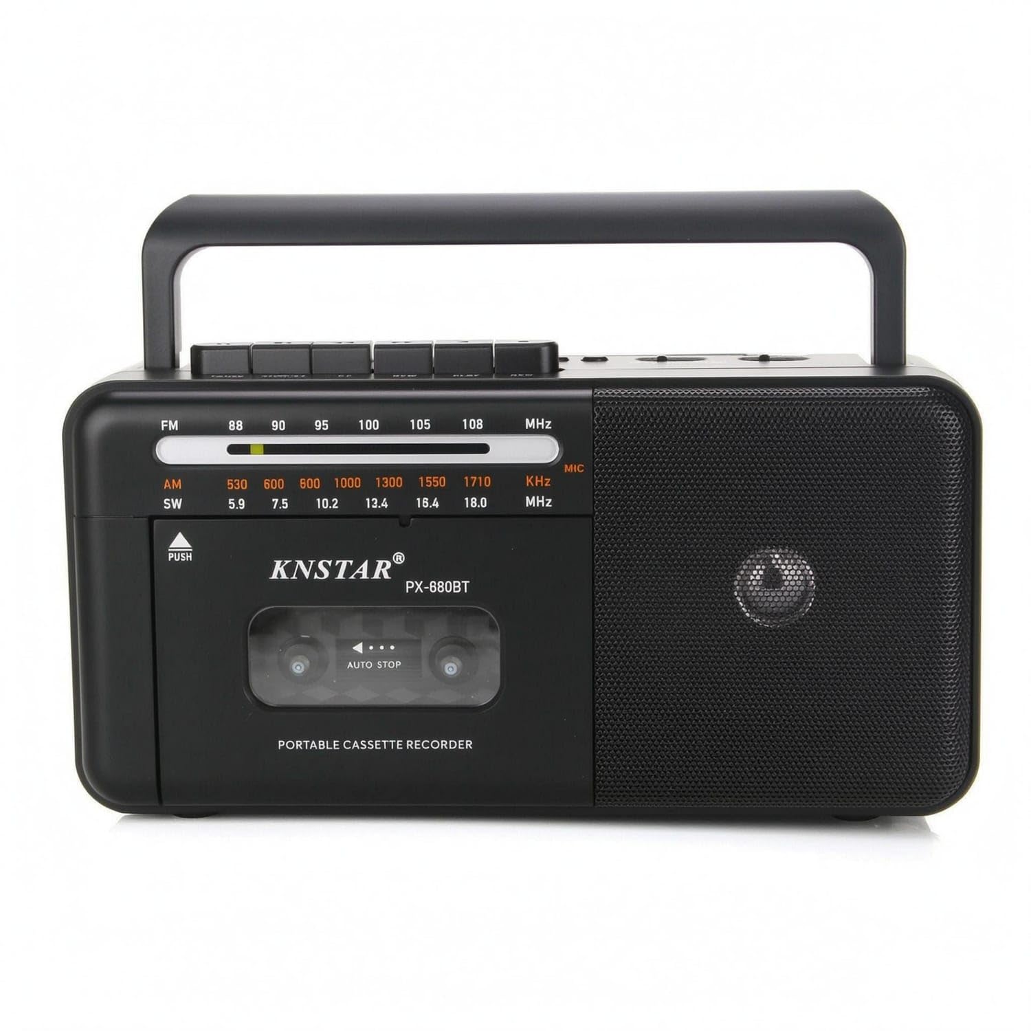 Built-in Handle Radio Cassette Recorder Tabletop Portable Cassette Recorder 220V, Black, European Plug-image-41
