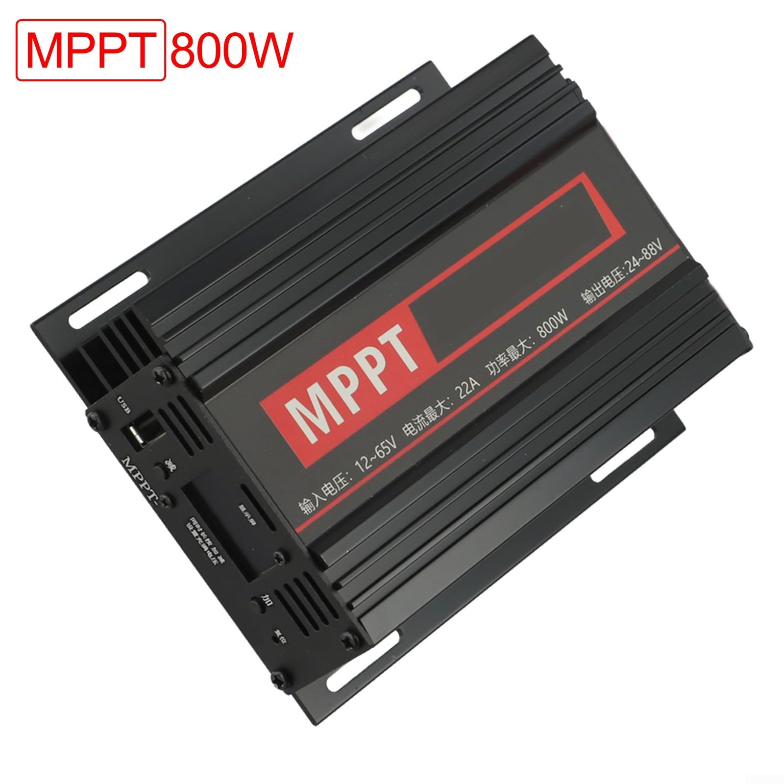 MPPT Controlador de impulso solar 800W 22A, regulador de carga de pantalla LCD para sistemas de batería de 24V/36V/48V/60V/72V, aleación de aluminio con protección contra sobretemperatura (2PCS)