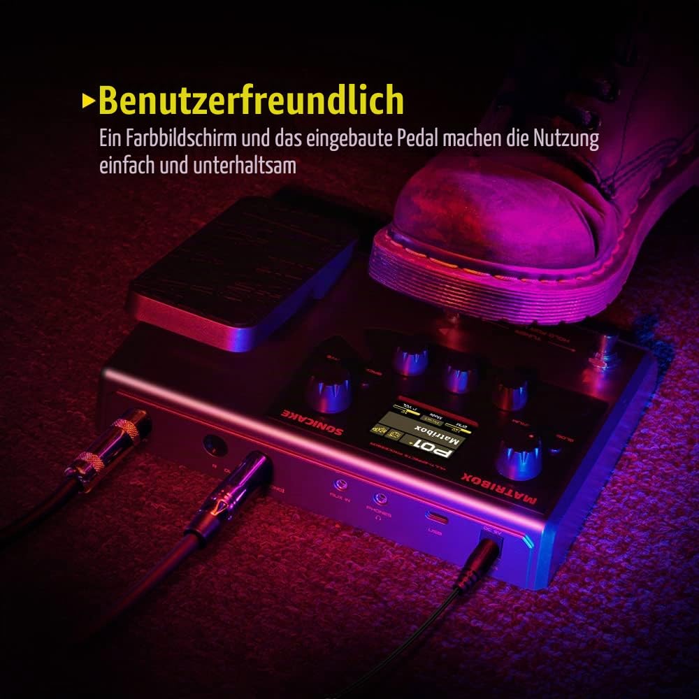 SONICAKE Gitarren Effektpedal Multi-Effekte Prozessor mit Expression Pedal 140 integrierte Effekte 198 Presets Gitarren Bass Amp Modeling Unterstützung IR OTG USB Audio Interface Matribox