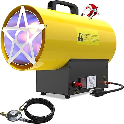 Buyplus 60,000 BTU Propane Heater, Forced Air Propane Heater with Tip-over & Overheat Protection and 5FT Propane Hose, Outdoor Heater for Greenhouse, Warehouse, Garage, Workshop up to 1650 sq. ft