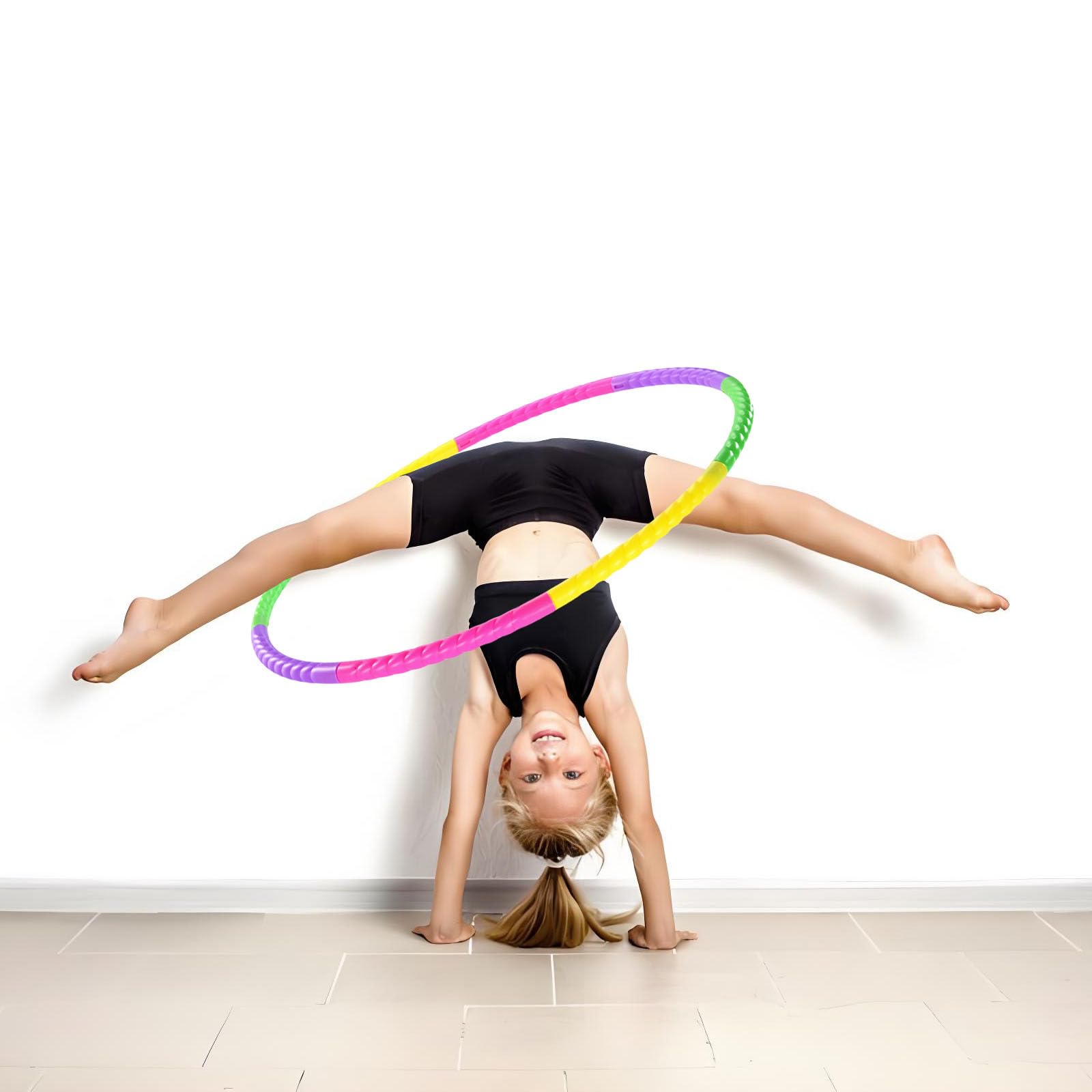 2 pezzi 8 sezioni Hula Hoop pneumatici colorati hula hoop per bambini rimovibile Hoola Hoop bambini 8 anni per compleanno ragazze dai 3 4 5 6 7 8 9 anni