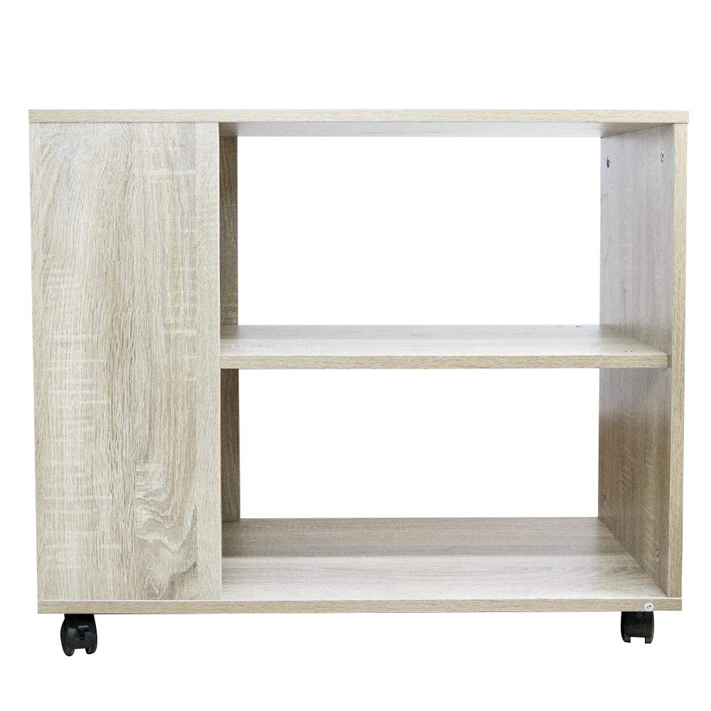 BAKAJI Bibliothèque Basse étagère à 5 étagères avec Roues en Bois mélaminé, Table latérale pour canapé, Design Moderne, pour Salon, Maison ou Bureau (Beige)