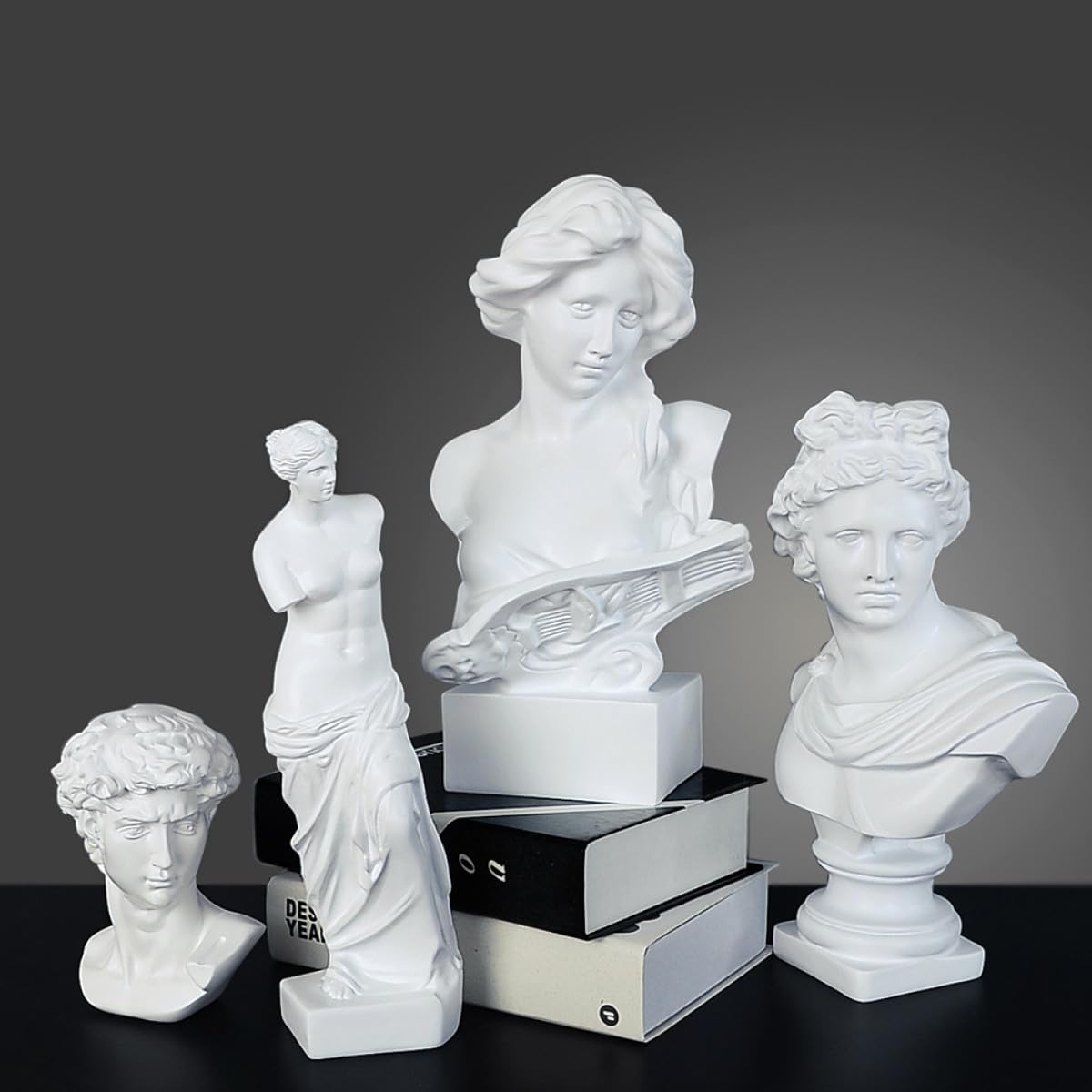 Happyyami Statua Decorativa in Resina Bianca Testa di David Stile Moderno per Arredamento Casa e Ufficio Funzione di Ausilio Didattico e Design Creativo Nordico