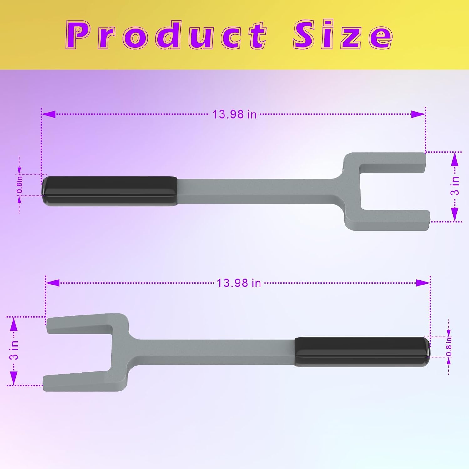 CV Axle Removal Tool with Rubber Grip Handle, 2-Piece Inner CV Axle Popper Kit, Professional Half-Shaft Drive Axle Puller for FWD Vehicles, Heavy Duty Fork & Shim