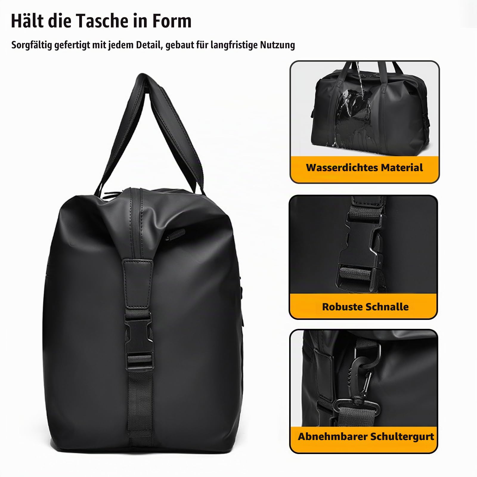 Reisetasche für Easyjet Handgepäck 45x36x20, Wasserdichtes PU Leder Reise Tasche mit Schulterriemen, Weekender für Herren und Damen