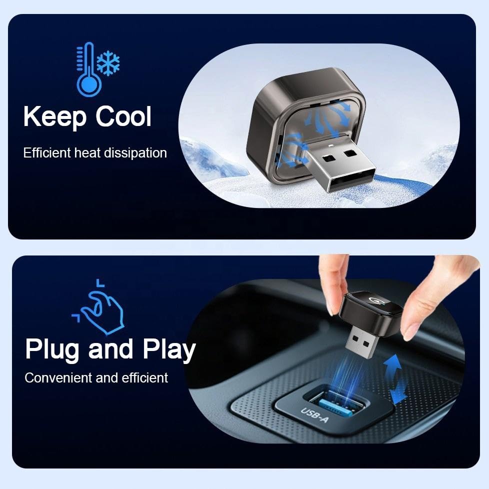 Image of Spiffy 2-in-1 USB Wireless CarPlay Adapter, Advance Siri Support Plug and Play Bluetooth Wireless Car Receiver for OEM Systems for Compatible Car Models