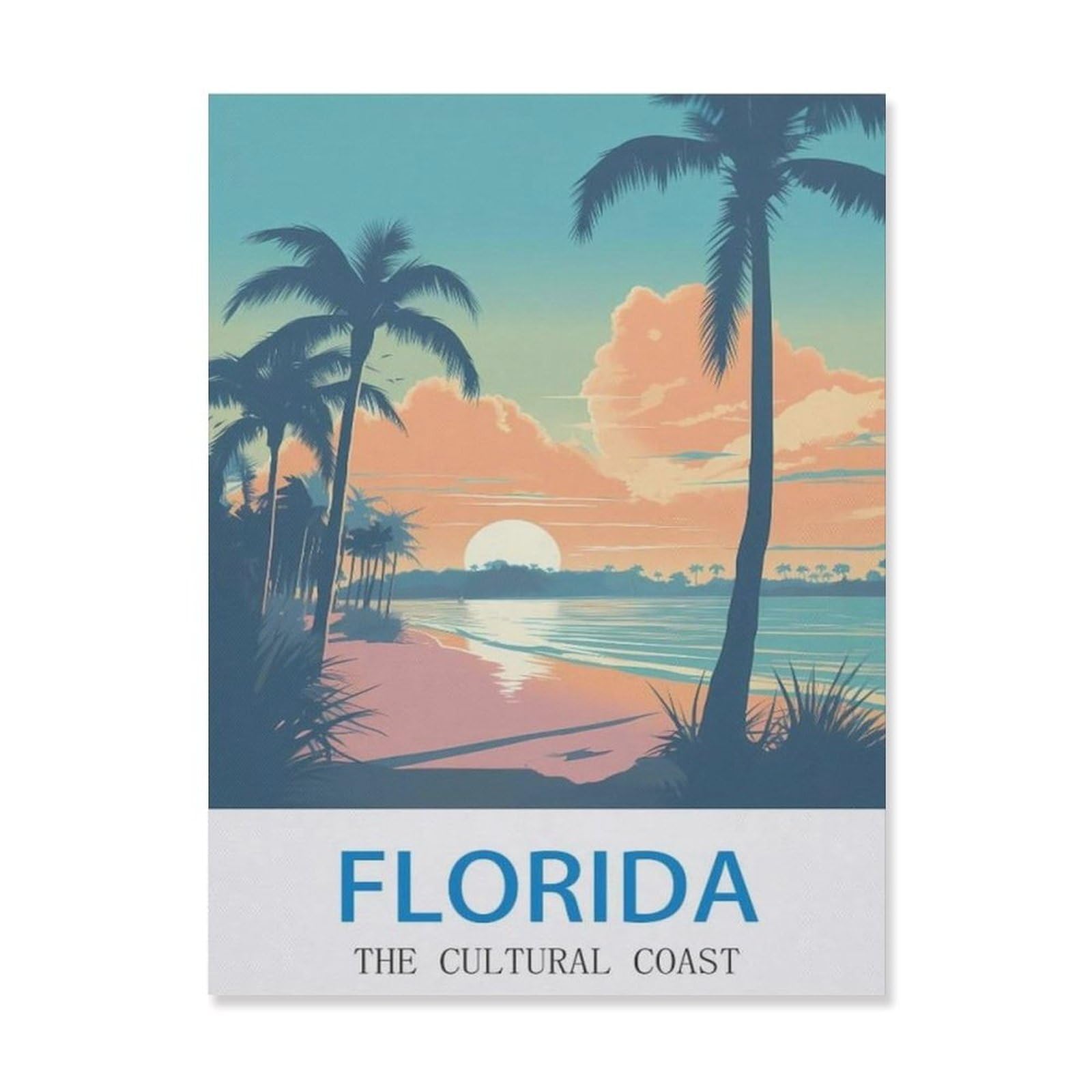 Metal Tin Sign，Florida The Cultural Coast，Tin Sign Vintage Rustic Decor Cave Coffee Shop Bar Bedroom Home Wall Decor Nostalgic Tin Sign(15x30cm）6x12 inch-EF53
