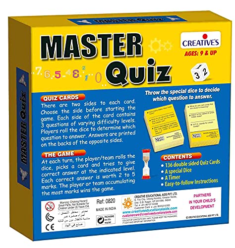 Creative's Educational Aids P. Ltd.-Cre0820 Master Quiz (Multi-Color) For Kid - Image 2 thumbnail