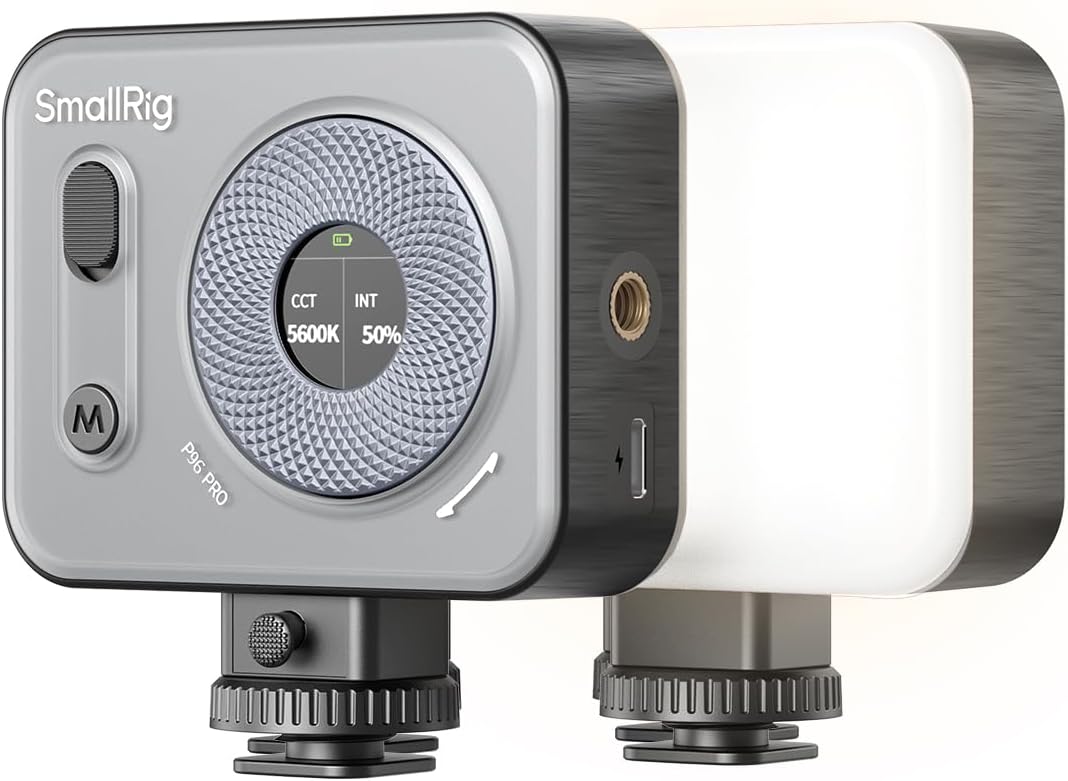 SMALLRIG P96 Pro Mini LED Video Light, Portable Photography Camera Light | Bi-Color 2500-6500K CRI95+, 1500mAh, LCD Screen, 5 Effects, Cold Shoe Fill Light Accessories for Content Creator, Streaming