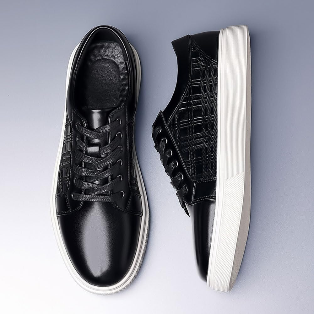 MANLADUO Zapatillas de deporte para hombre, informales, estampadas, con diseño de cordones, versátiles y de caña baja para estudiantes