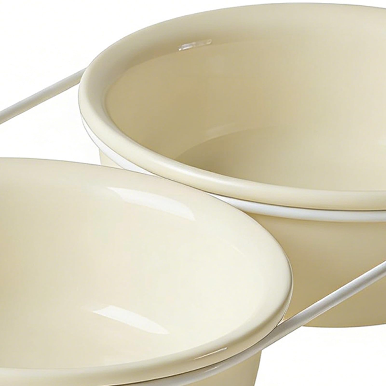 Podwyższona Miska Kota, Podwyższony Zestaw Misek karmę i wodę dla Psów z 2 Ceramicznymi Miskami o Pojemności 600 Ml, Przechylana Stacja Karmienia (Podwójna miska w kolorze beżowym)