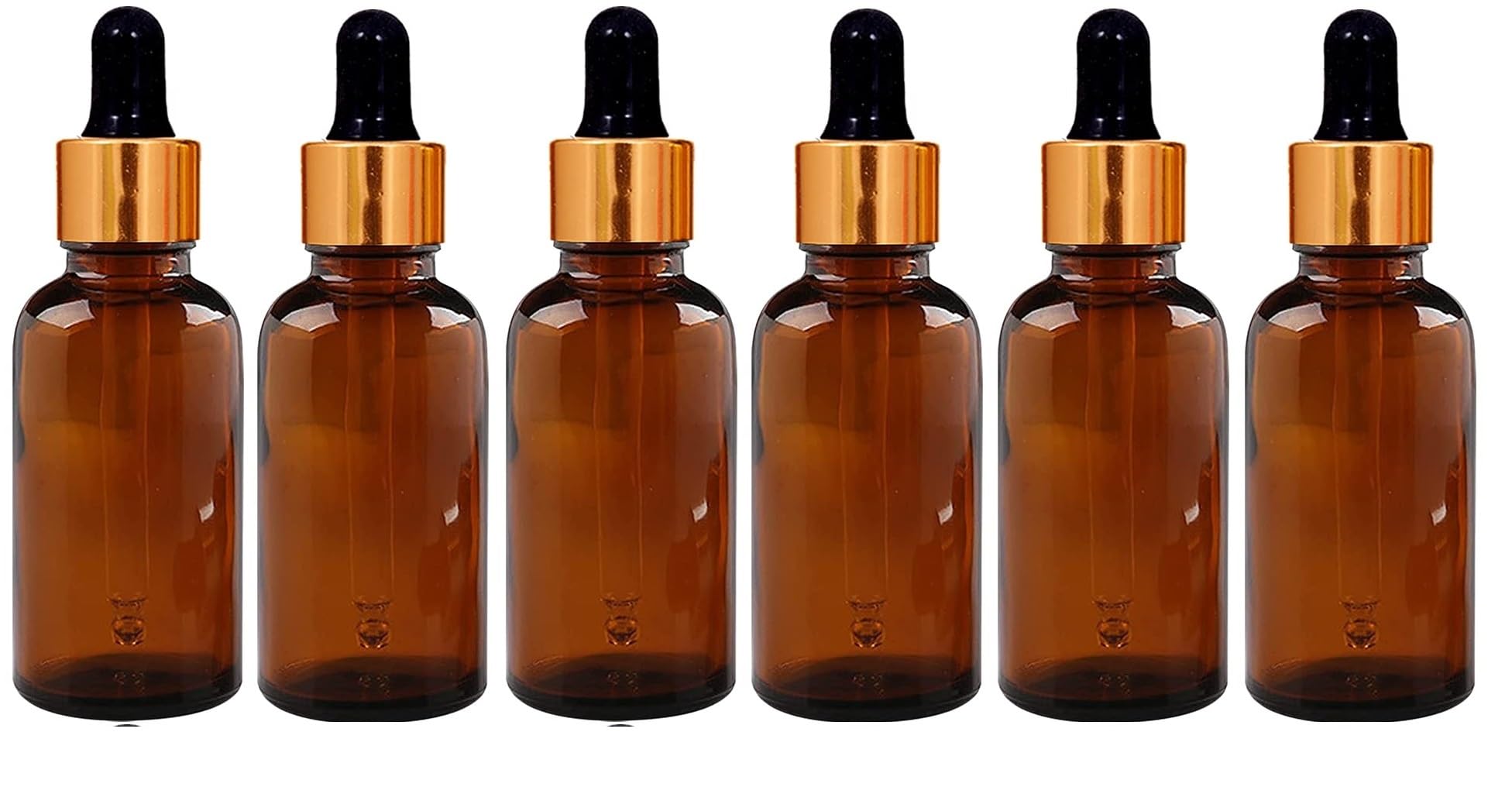 Empty 50 ml Amber Glass Bottle + Dropper + Gold Ring + Black Silicon Teat (Pack of 6) Refillable, Reusable, Leak Proof For Essential Oils, Perfumes Liquid DIY, Cosmetics-image-39