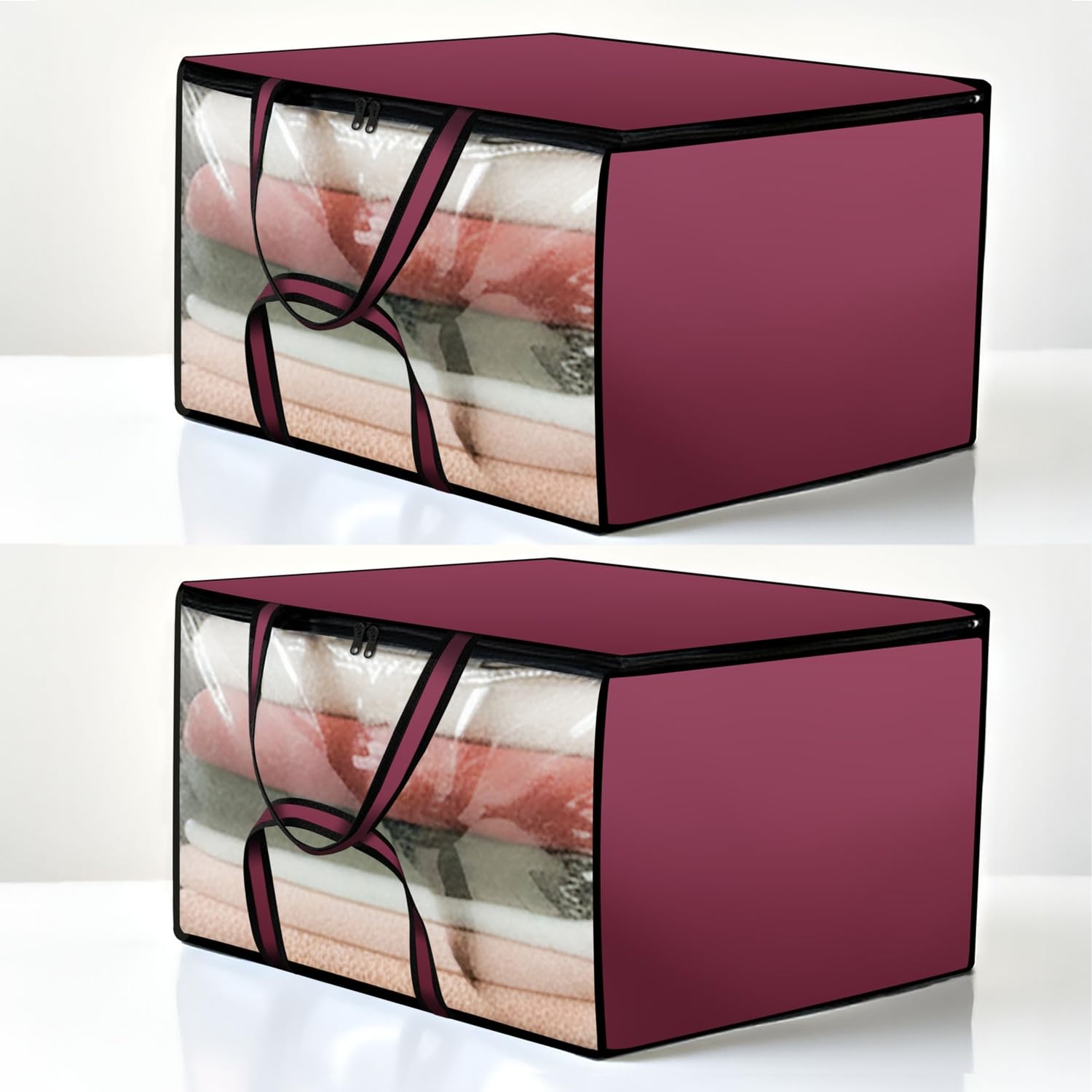 Stylista Storage Bag/Blanket Bag/Quilt Bag Set of 2 Small Size Maroon-image-16