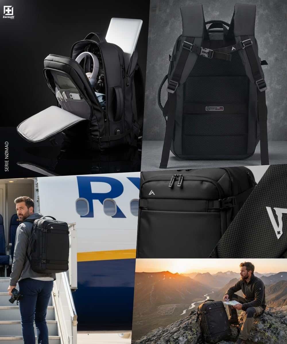 + Zermatt - HØRN Mochila de Viaje cabina avión 40x20x25 extensible a 45-30-25. para Cabina Equipaje de Mano Backpack para portatil de 13"-15.6"-17" Mochila (Solo MOCHILA) — view 10
